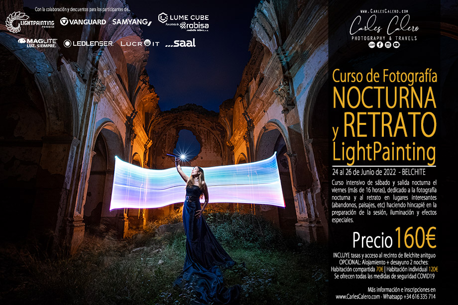 Curso de fotografía nocturna y retrato light panting Belchite 2022